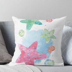 Super soft and durable 100% spun polyester Throw pillow with double-sided print. Cover and filled options. Starfish Starfish Pillow, Journal Gift, A Pillow, Baby Tshirts, Mask For Kids, Pillow Design, Tops For Leggings, Pillow Sale, Gifts For Teens