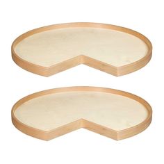 two wooden serving trays with curved edges on white background, one is made out of plywood and the other has wood trim