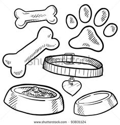 hand drawn dog food and bone clipart