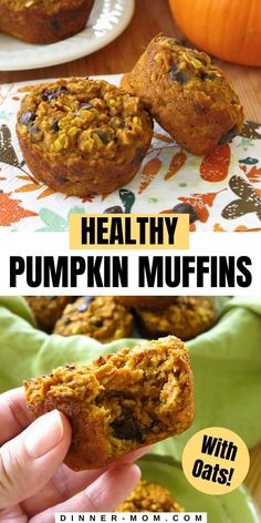 healthy pumpkin muffins with oats in the middle