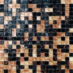 a black and brown tiled wall with squares