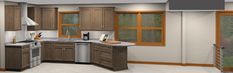 an image of a kitchen setting with wood cabinets and stainless steel appliances in the center