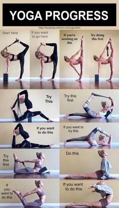 a woman doing yoga poses in different positions