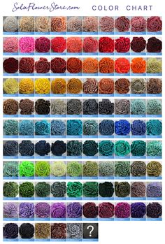 the color chart for different colors of yarn