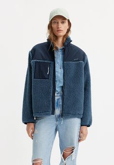 Levi's® BIGFOOT SHERPA JACKET - Flīsa jaka - vintage indigo Vintage Indigo, Sherpa Jacket, Jeans Bootcut, Winter Wear, Levis Jeans, Fleece Jacket, Parka, What To Wear, Levi's