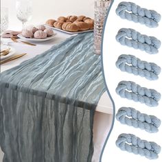 PRICES MAY VARY. Package Include: You will get 6 PCS/120inch (10FT) large dusty blue cheesecloth table runner with 12 pcs string, approx.35" wide and 120" length.Boho Table Runner is suitable for rectangular and round tables that can accommodate 8-10 people,can be used for chair cover sashes or decorative napkins, backdrop draping or wedding decorations. Soft and Comfortable: The boho gauze rustic table runner is made of high quality polyester, natural drape, lightweight and skin-friendly,soft t Blue Cheese Cloth Table Runner, Navy Blue Cheesecloth Table Runner, Dusty Blue Table Runner Round, Blue Gauze Table Runner Wedding, Blue Gauze Table Runner, Boho Table Runner, Rustic Table Runners, Long Table Runner, Decorative Napkins