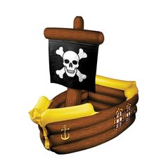 an inflatable pirate ship with a skull and crossbones