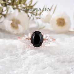 ✥ 𝐌𝐚𝐢𝐧 𝐒𝐭𝐨𝐧𝐞 𝐃𝐞𝐭𝐚𝐢𝐥𝐬 ↣ Shape: Oval Cut ↣ Type: ( black onyx ) ↣ Weight: 1.5 Ct (App.) ↣ Dimension: 6.00 X 8.00 MM (App.) ↣ Color: black ↣ Options: Lab Grown Gem and Natural Gem  (Possible on request while placing an order and Extra Chargeable Service) ✥ 𝐒𝐢𝐝𝐞 𝐒𝐭𝐨𝐧𝐞 𝐃𝐞𝐭𝐚𝐢𝐥𝐬 ↣ Shape: Marquise Cut ↣ Type: ( moissanite ) ↣ Weight: 0.30 Ct (App.) ↣ Color/Clarity: Colorless ↣ Options: Lab Grown Gem and Natural Gem (Possible on request while placing an order and Extra Cha Black Jewelry For Anniversary, Black Oval Anniversary Ring, Black Oval Rings For Anniversary, Black Oval Diamond Ring For Anniversary, Elegant Black Oval Crystal Ring, Black Jewelry With Center Stone For Anniversary, Black Oval Jewelry With Center Stone, Black Oval Center Stone Jewelry, Black Oval Diamond Wedding Ring