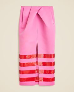 Shop  for the Christopher John Rogers X J.Crew sculpted skirt in duchesse satin for women. Find the best selection of women womens-categories-clothing-skirts-pencil available in-stores and on line. Satin Pants Outfit, Suit Guide, Christopher John Rogers, Hair Wrap Scarf, J Crew Style, Satin Pants, Brand Board, Red Skirts, Engineered Garments