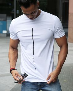 Men's T-Shirt  White & black Short sleeve Organic cotton Crew neckline 1 business days delivery Men's Tshirt Design, Mens Plain T Shirts, Men's Graphic Tees, Mens Tees Fashion, Creative T Shirt Design, Trendy Mens Fashion