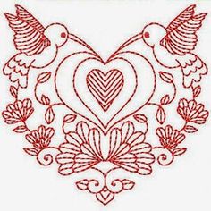 a heart with two birds on it