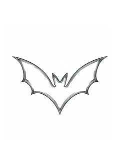 the batman symbol is drawn in black and white on a white background, it appears to be an outline