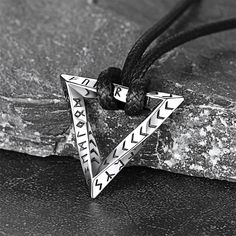 Leather Necklace For Men, Mobius Strip, Mens Leather Necklace, Witch Spirituality, Norse Jewelry, Viking Necklace, Viking Runes, Triangle Necklace, Triangle Pendant