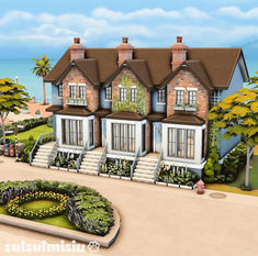 an artist's rendering of a two story house on the beach