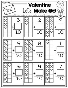 valentine's day worksheet for kids to practice counting and subming numbers