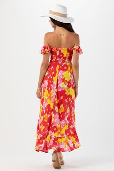 Born in the Borough that embodies the rhythm and soul of New York city, the Brooklyn Dress’ edge and grace has become a Tiare Hawaii staple. Perfect for beach getaways to nights out on the town, we love its effortless versatility and elegance. You’ll adore flowing with each step and accessorizing to your mood. Details: 100% Rayon Hand Wash & Lay flat to dry Features: Off the shoulder ruffle sleeve, Smocked sweetheart bodice, Elasticized neckline and waist, High-low ruffled hem Measures: Approxim Red Midi Beachwear Dress For The Beach, Red Beachwear Midi Dress For The Beach, Red Beachwear Midi Dress For Vacation, Chic Red Dress For Beach Party, Spring Poolside Midi Beach Dress, Red Midi Beach Dress, Red Midi Dress For Beach Season, Red Beach Season Dress For Brunch, Red Summer Maxi Dress For Vacation