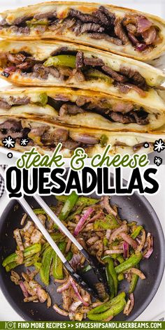 This hearty steak quesadilla recipe is full of seasoned steak, tender veggies, and oozing with cheese, all in crispy tortillas. A Mexican classic that is perfect for an easy weeknight dinner. Desi Dinner, Seasoned Steak, Steak Dinner Recipes