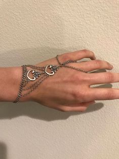 Chain Ring Bracelet, Connected Rings, Ring Bracelet Chain, Ring Hand, Bracelet Ring, Hand Chain, Chain Ring, Bohemian Jewelry, Steel Bracelet