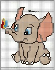 a cross stitch pattern with an elephant on it