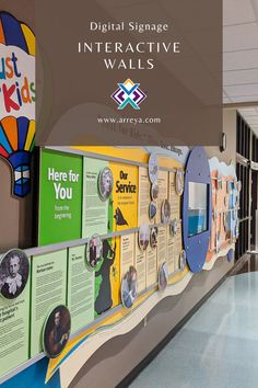 an interactive wall displays information for children's learning at the library and on the first floor