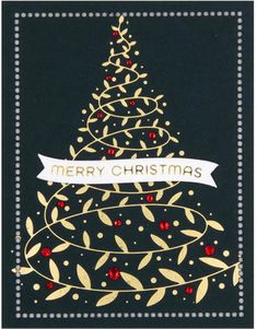 a christmas card with a tree on it