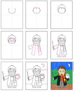 how to draw harry potter from harry potter's house with pictures and instructions for the character