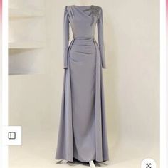 Dresses | Brand New Modest Grey Dress | Poshmark Gray Evening Dresses, Elegant Grey Dress, Turkish Gowns Evening Dresses, Gray Dresses Formal, Modest Gowns Evening Classy, Grey Dress Aesthetic, Turkish Dress Modern, Hijabi Bridesmaid Dresses, Graduation Dresses Modest