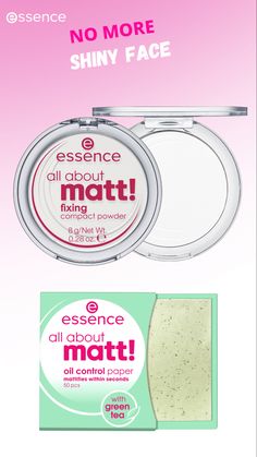 Essence products to mattify your skin. No more shiny or oily faces! Summer Hacks, Oily Face, What Is Your Favorite, Luxury Makeup, Oil Control Products