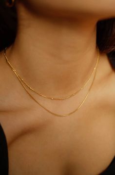 Gold Filled Snake Necklace Sleek Necklace Layering Necklace - Etsy Simple Layered Jewelry, Gold Jewellery Dainty, Gold Plain Necklace, Gold Necklace Aesthetic Simple, Gold Aesthetic Necklace, Gold Necklace Formal, Gold K Necklace, Dainty Necklace Aesthetic, Prom Jewelry Ideas Gold