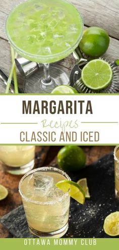 margarita cocktail with limes on the side