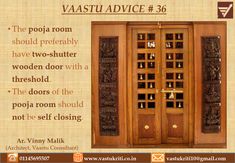 an advertisement for the vaastu advice, which includes two doors with glass inserts