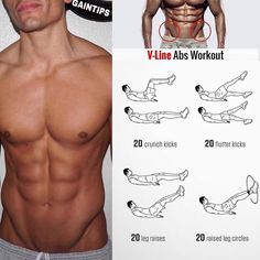 an image of a man doing exercises on his stomach and chest with the words v - line abs workout