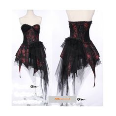 Red Black Strapless Short Emo Goth Burlesque Wedding Cocktail Dresses SKU-11402098 ($380) found on Polyvore Emo Wedding Dresses, Goth Burlesque, Red Wedding Gowns, Gothic Wedding Dress, Emo Dresses, Cocktail Dress Wedding, Belle Dress, Wedding Cocktail, Gothic Dress