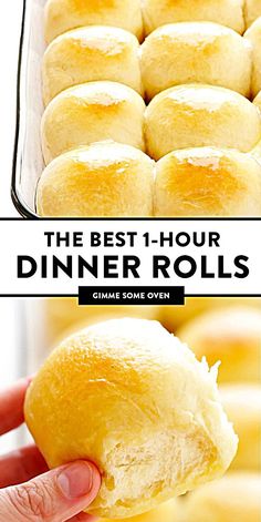 the best 1 - hour dinner rolls are made with garlic bread