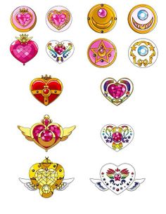 an image of some heart shaped badges on a cell phone