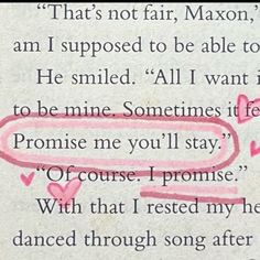 an old book with pink writing on it and hearts drawn on the page, which reads that's not fair, maxon i am i supposed to be able to be able to