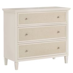 a white dresser with three drawers