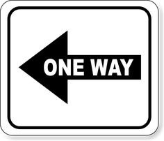 one way sign with an arrow pointing in opposite directions to the other direction, on a white background