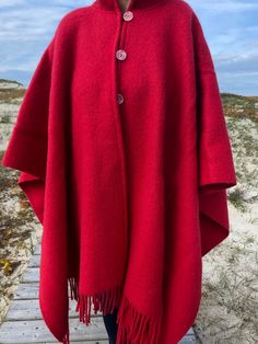 Cozy Wool Poncho Cape, Red Cape Shawl For Winter, Red Winter Cape Shawl, Wool Cape Poncho One Size, Wool Poncho Cape One Size, One Size Wool Poncho Shawl, One Size Wool Poncho Cape, Classic Wool Cape For Winter, Wool Cape Shawl For Winter