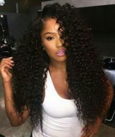 Deep Wave Brazilian, Peruvian 100% Human Virgin Hair Grade A 12-28" $69-$149 http://firstklassbundles.mayvenn.com Black Hair Afro, Black Hair Wigs, Curly Weave Hairstyles, Indian Human Hair, Pelo Afro, Raw Hair, Penteado Cabelo Curto, Black Wig, Side Part