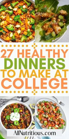 healthy lunches to take to college with text overlay that reads, 27 healthy lunches to take to college