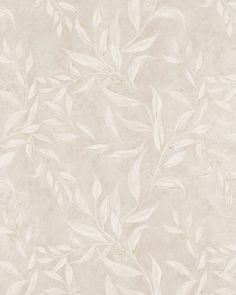 a white wallpaper with leaves on it