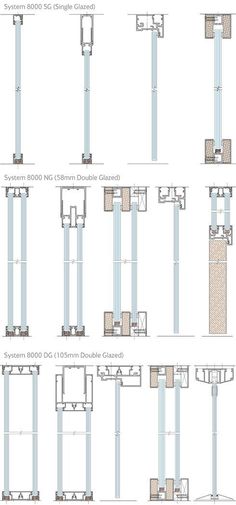 architectural drawings showing the different types of columns and pillars in various sections, including one for each column