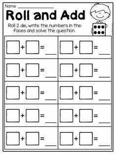 the roll and add worksheet for students to practice addition skills on their own