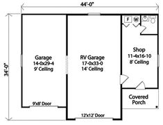 the floor plan for a garage with two separate rooms and an additional living area on each side