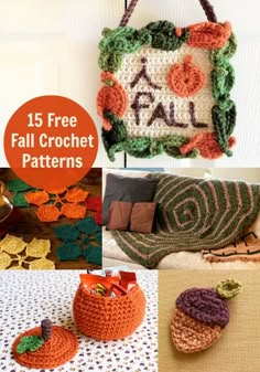 free crochet patterns for fall and thanksgiving decor including pumpkins, pillows, blankets