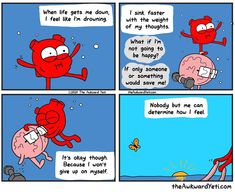 a comic strip with an image of a red cartoon character