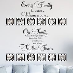 PRICES MAY VARY. Items Sent to You: there are 2 different kinds of living room wall stickers and 12 pieces of black picture frames in the package, the stickers respectively printed with [Every family has a story, welcome to ours], and [our family, a circle of strength and love, founded on faith, joined in love, kept by god, together forever], inspirational in words and beautiful in fonts; Besides, enough quantities of frames allow you to put them according to your own preference Use with Confide Family Living Room Wall Decor Ideas, Every Family Has A Story Welcome To Ours, Family Picture Walls, Family Picture Wall Ideas Living Rooms, Family Picture Wall Ideas, Picture Collage Ideas, Living Room Wall Stickers, Family Photos Wall Decor, Every Family Has A Story