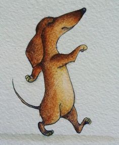 a drawing of a dog standing on its hind legs