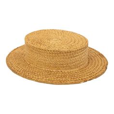 The Ridgemont Make's vintage 1950s boater hat showcases timeless elegance with its natural straw construction. Although the ribbon and bow are lost, this hat epitomizes classic style. This boater hat captures the essence of vintage summer fashion, making it a coveted accessory for collectors and design enthusiasts alike. Some staining. Wear consistent with age and use. 11.5"w x 13"d x 3"h Flat Brim Straw Hat For Picnic, Straw Boater Hat With Flat Brim For Picnic, Straw Flat Brim Boater Hat For Picnic, Straw Boater Hat With Flat Brim For Picnics, Flat Brim Straw Boater Hat For Picnic, Straw Boater Hat With Brimmed Shape For Picnics, Classic Straw Boater Hat With Flat Brim, Retro Wide Brim Fedora For Beach, Straw Boater Hat For Garden Party With Flat Brim